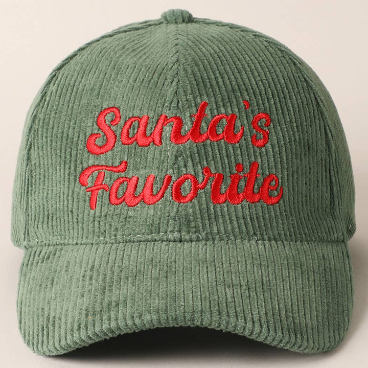 Santa's Favorite Embroidery Corduroy Cap