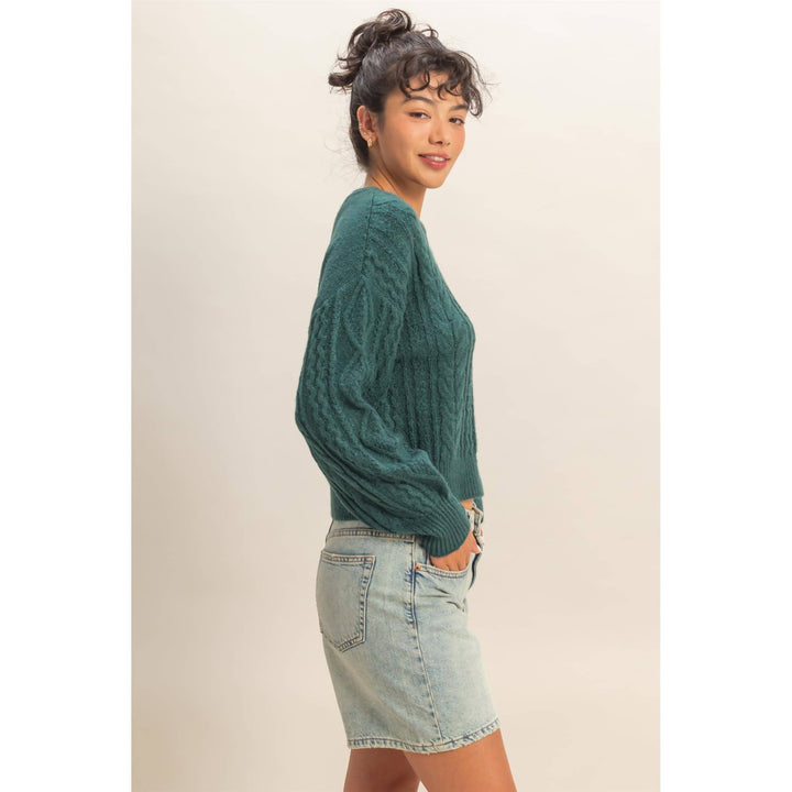 Cable Knit Balloon Sleeve Sweater