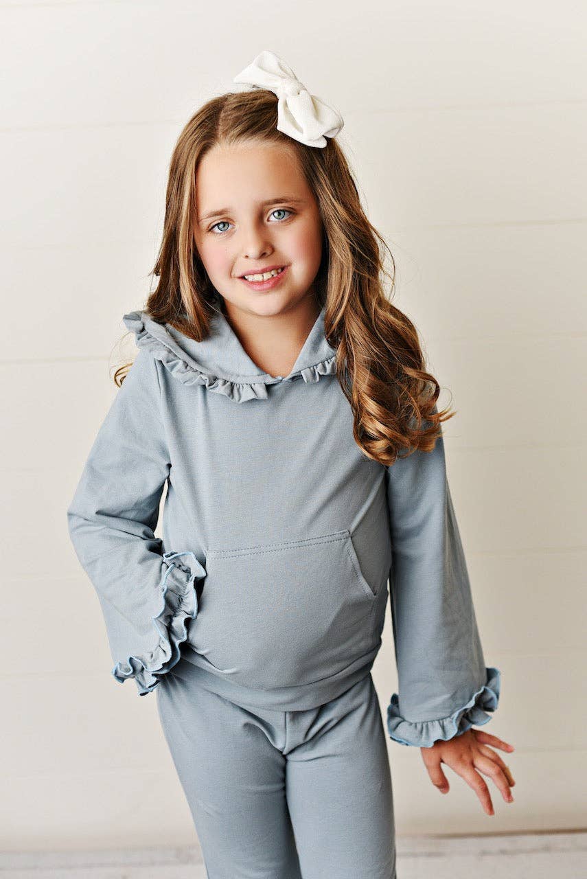 Girls Solid Color Ruffle Set