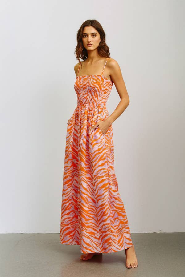 Wide Legs Smocked Floral Print Jumpsuit