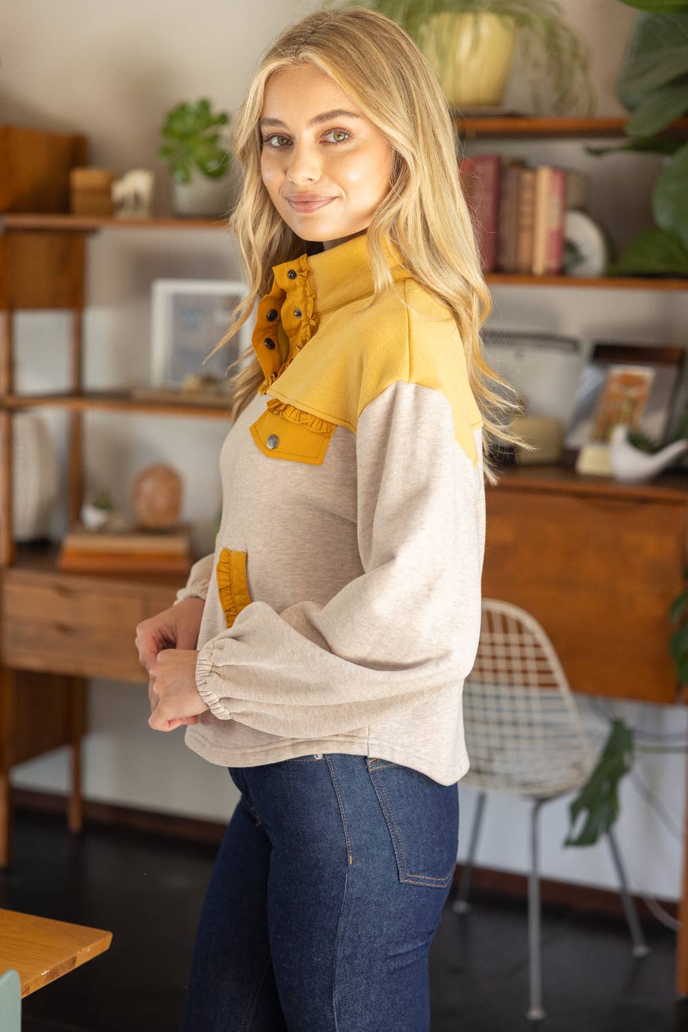 Mustard Snap Sweatshirt