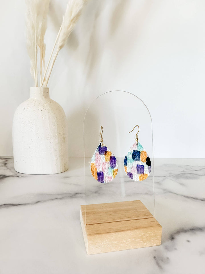 Chloe mini leather earring  {purple strokes}