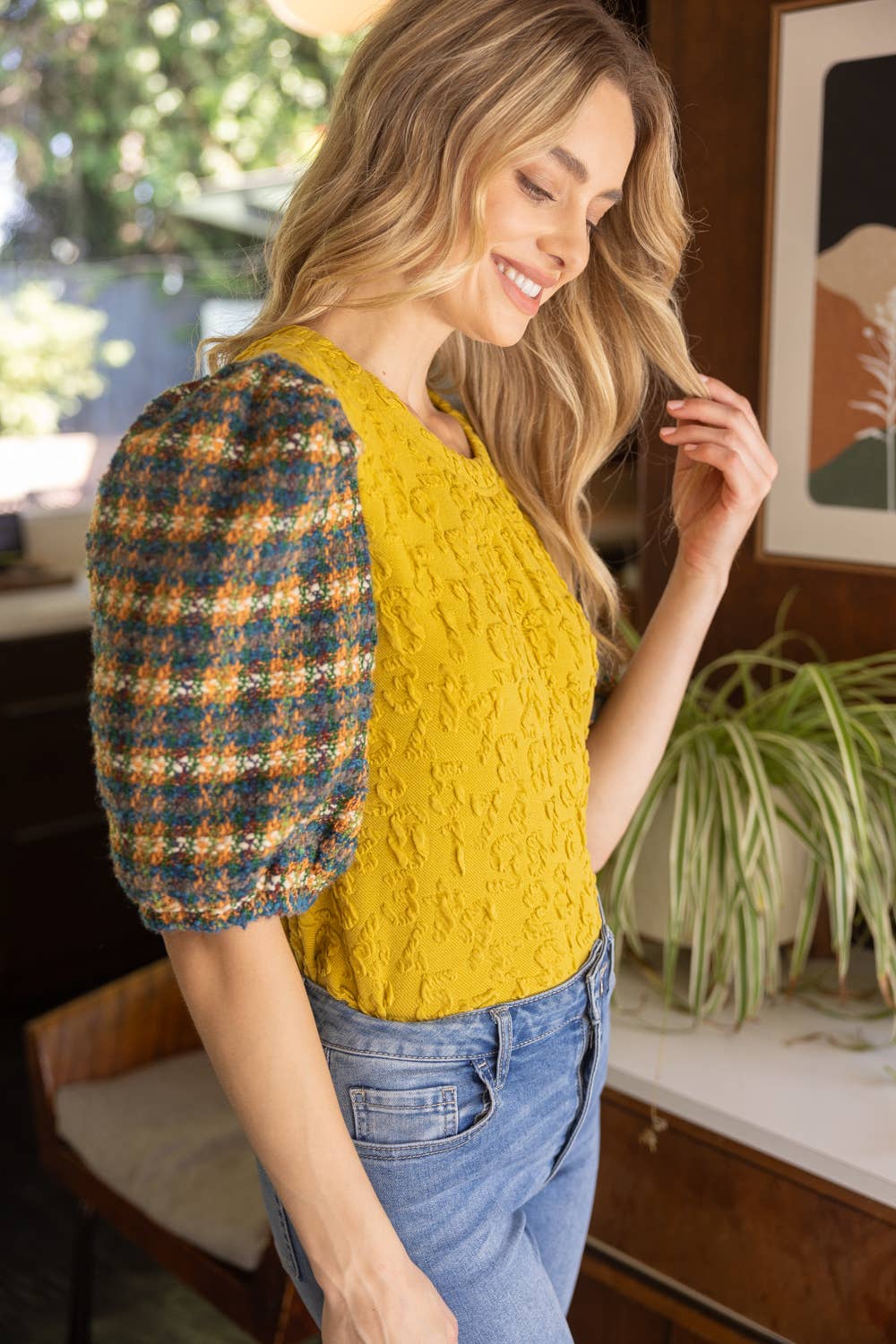 Tweed Sleeve Top