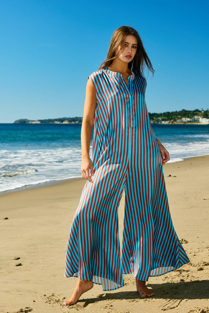 Stripe Soft Satin Jumpsuit