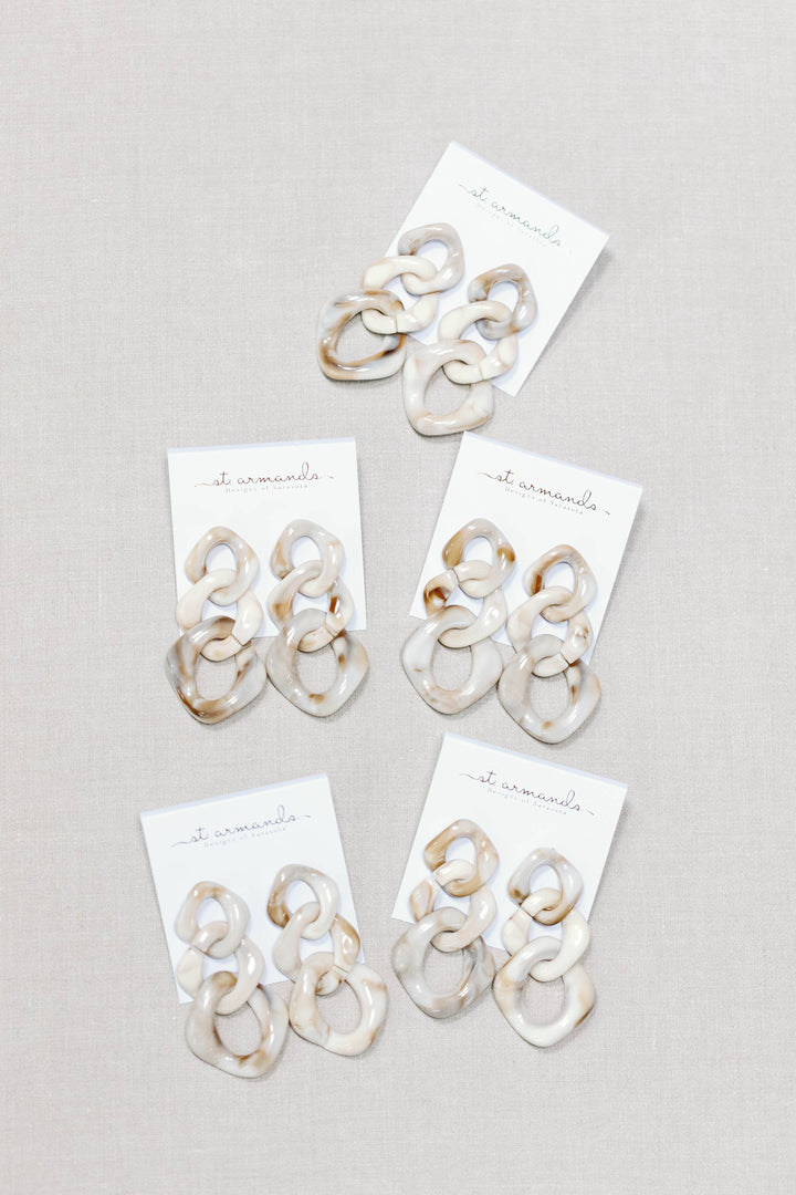 Cream Chain Drop Earrings
