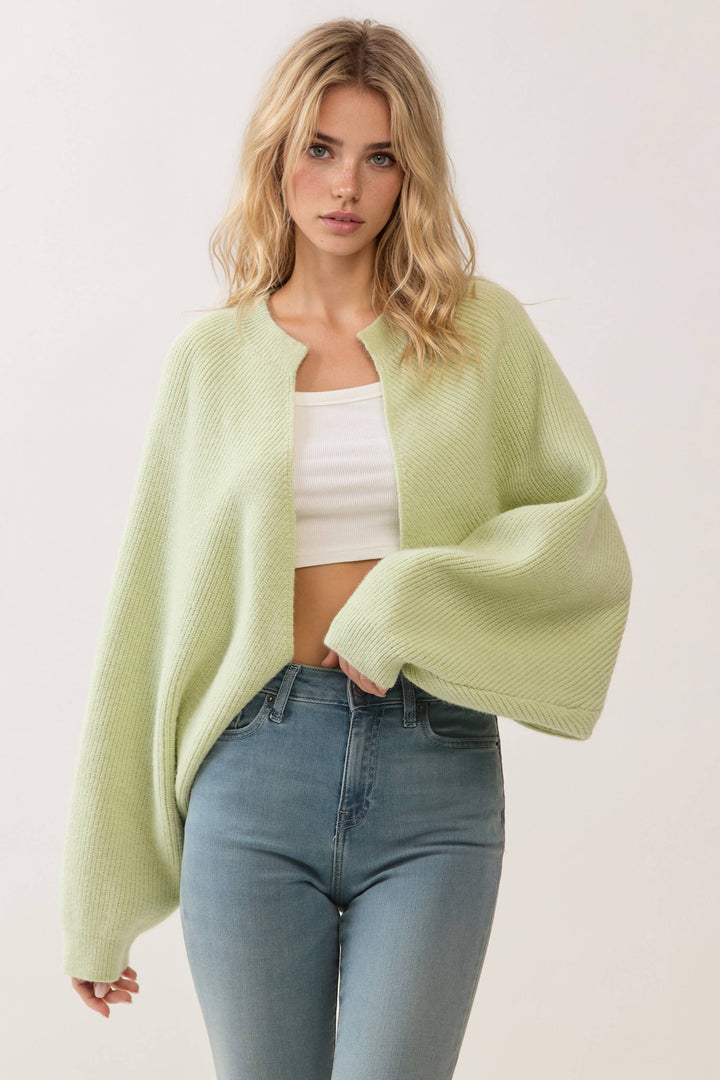 Mint Open Front Cardigan