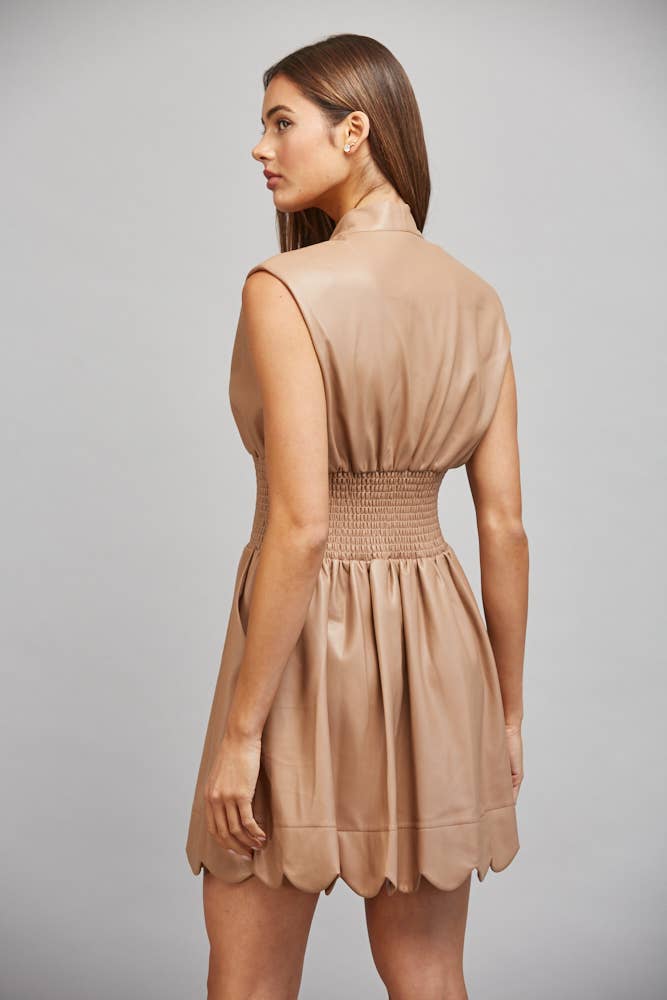 FAUX LEATHER  ZIP FRONT DRESS