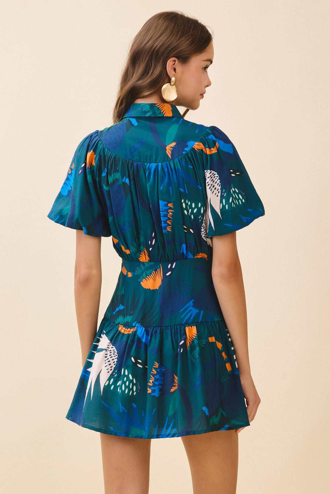 Abstract Print Mini Shirt Dress