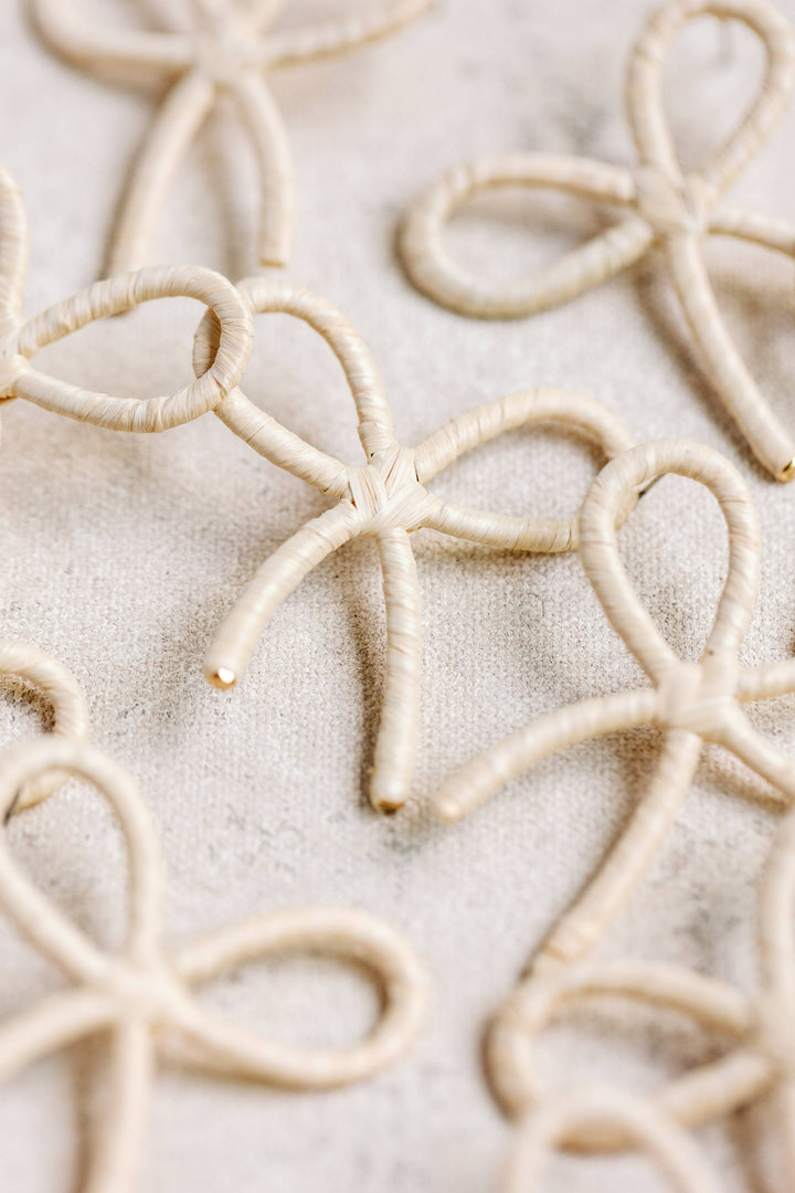 Raffia Wrapped Bow Earrings