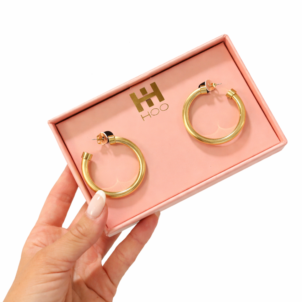 Lightweight Brushed Gold Hoop Earrings | 3 Sizes