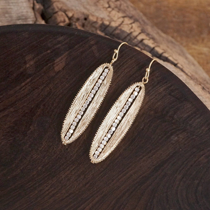 Elongated Oval Dangle Earrings