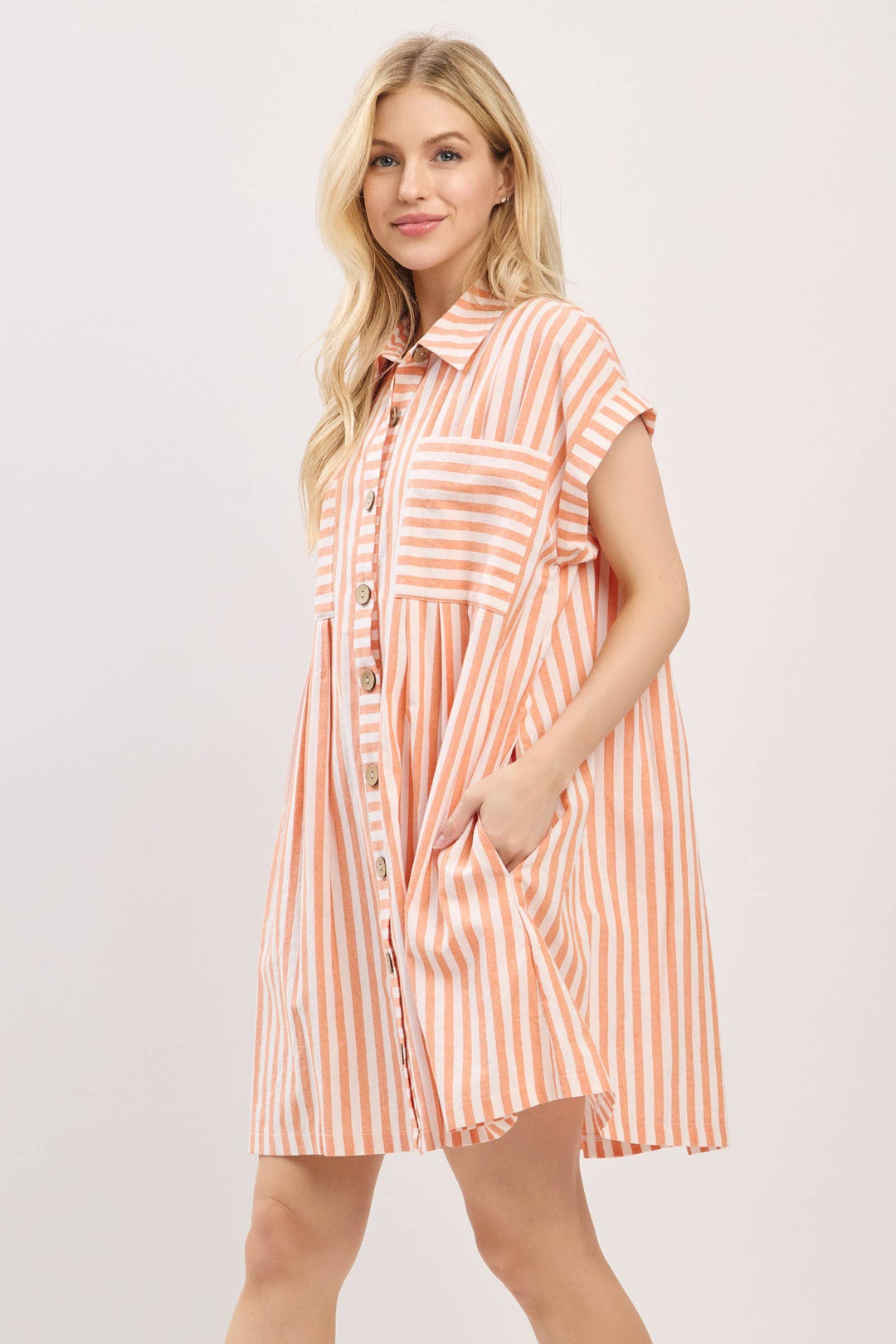 COTTON STRIPED TUNIC DRESS