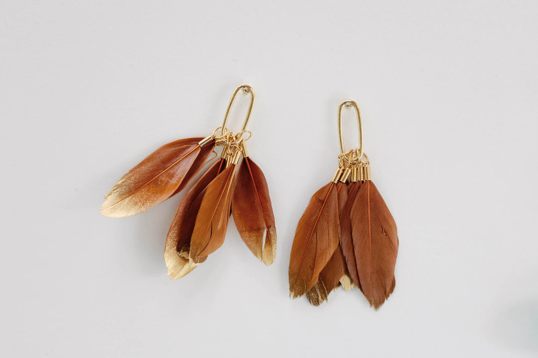 Caramel Feathers Earrings