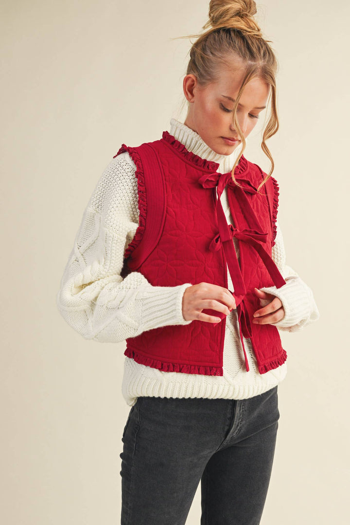 QUILTED BOW VEST