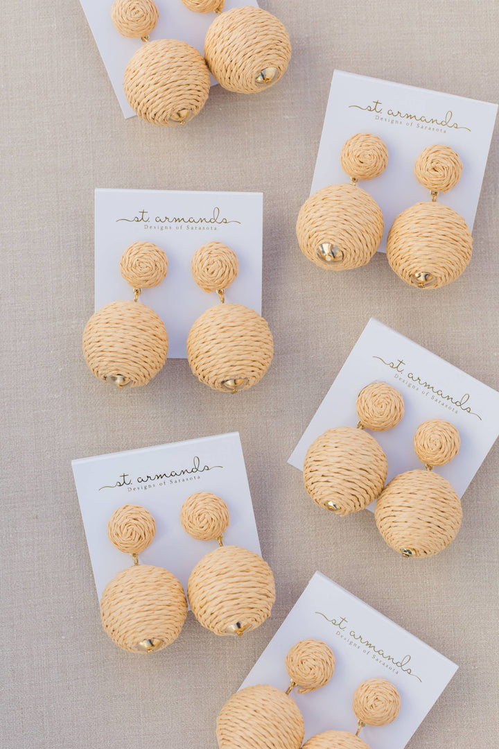 Natural Pom Pom Earrings