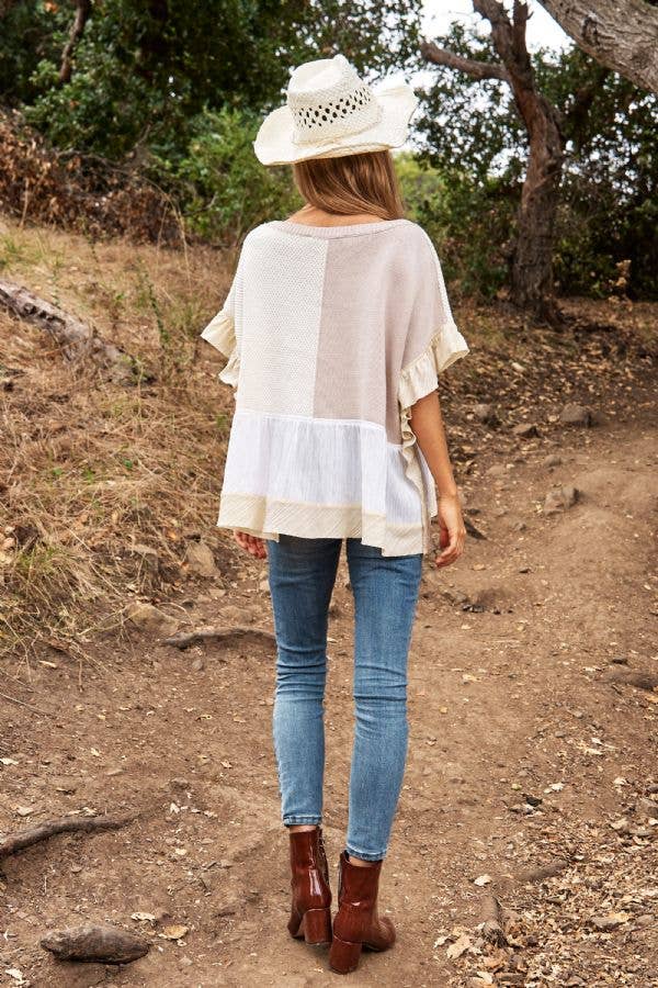 Mix Match Ruffle Sweater Neutrals