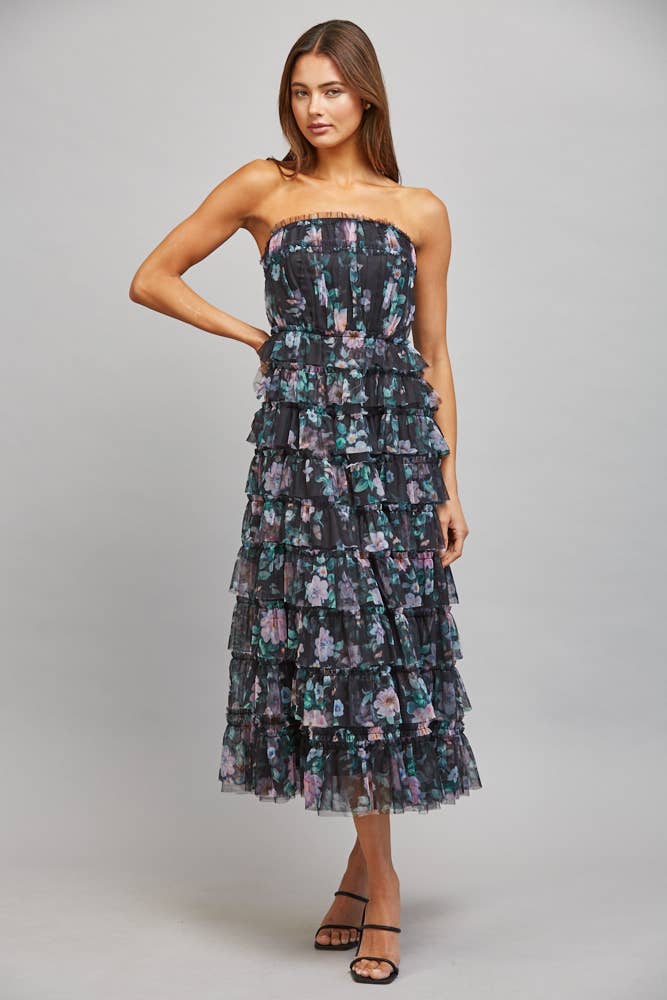 TULLE STRAPLESS DRESS