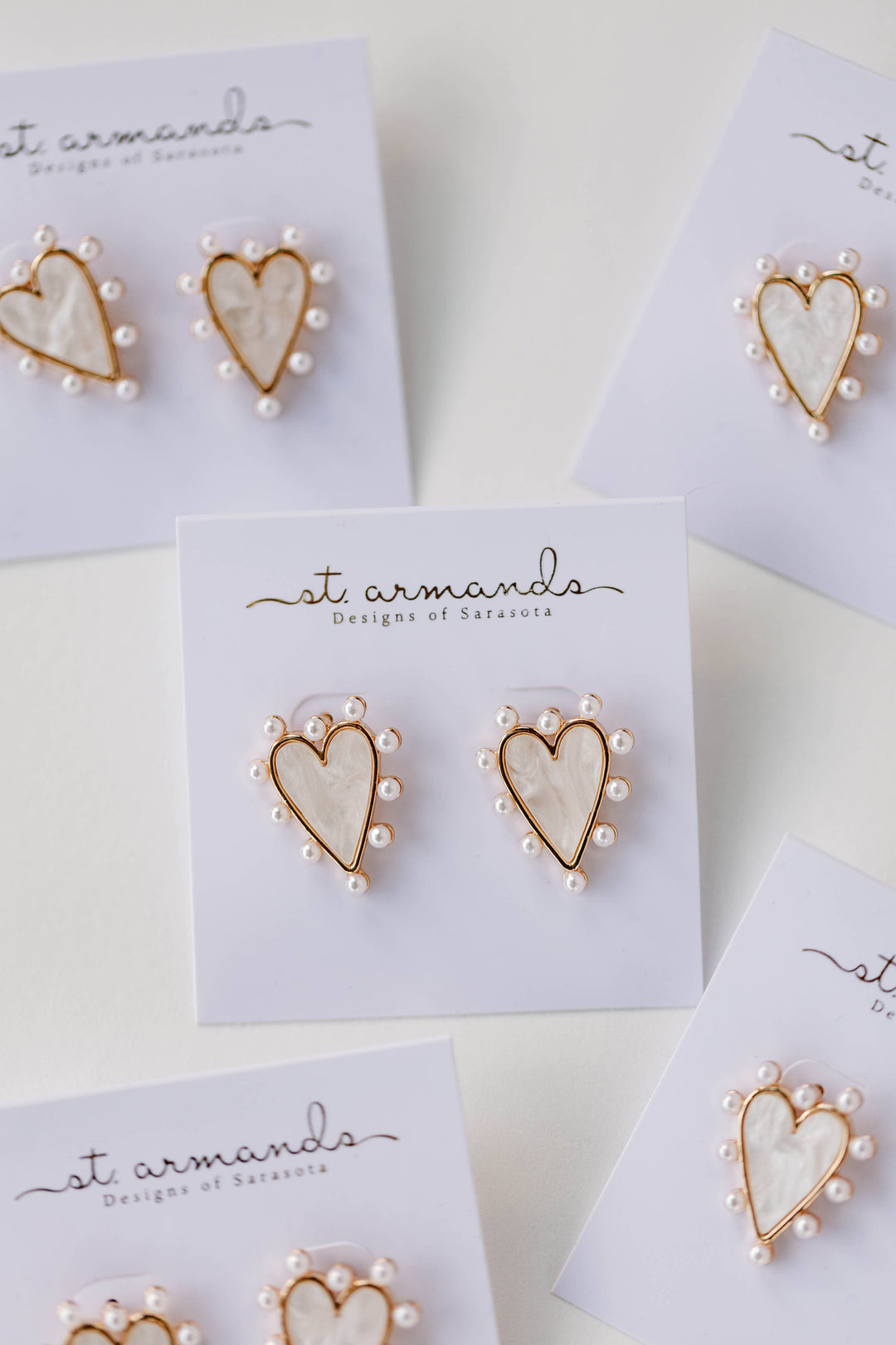 Pearl Studded Heart Earrings