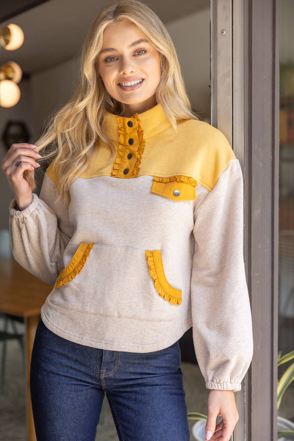 Mustard Snap Sweatshirt