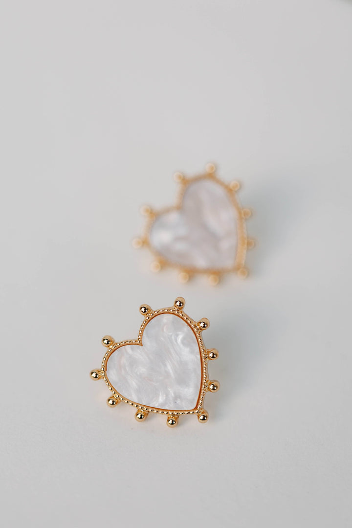Studded Pink Heart Earrings