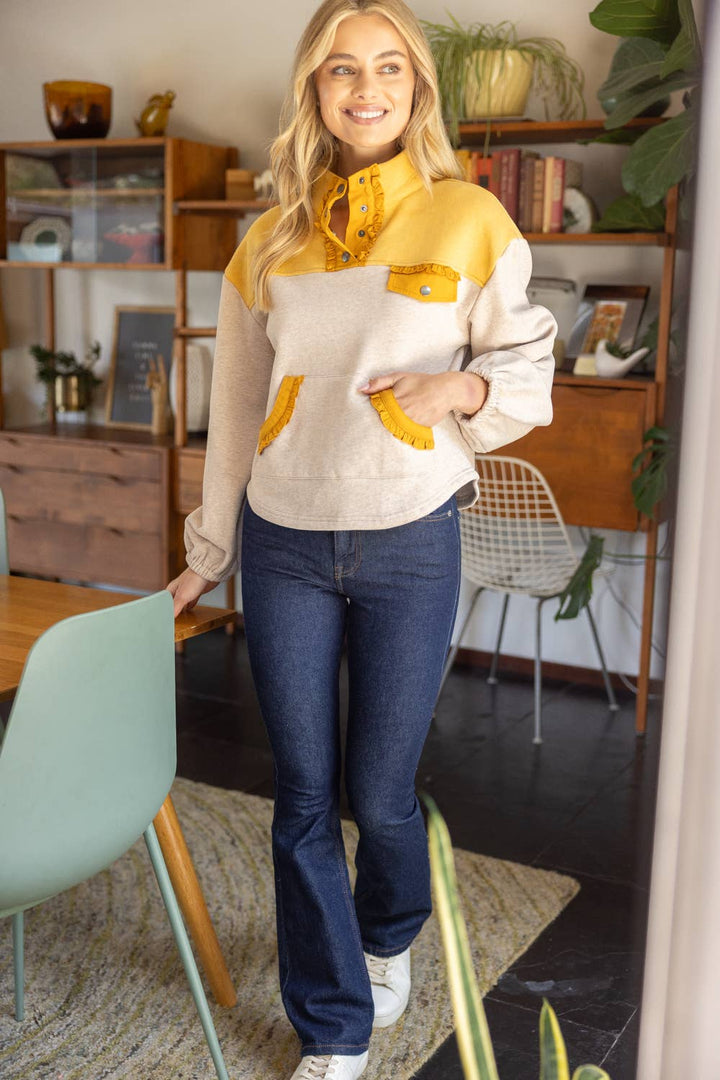 Mustard Snap Sweatshirt