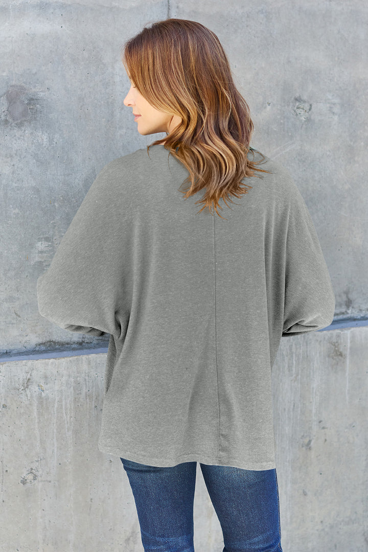 Double Take Full Size Round Neck Long Sleeve T-Shirt (Online Only)