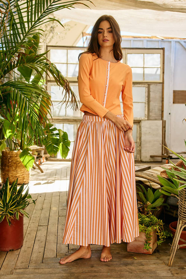 Striped Voluminous Gaucho Pants