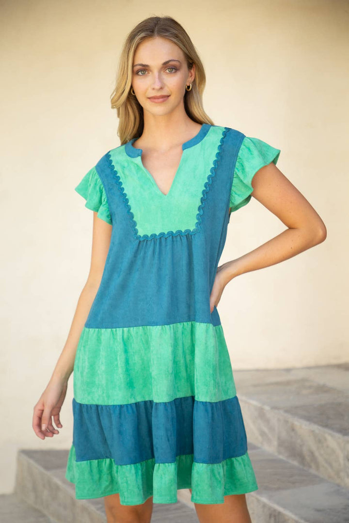 Wavy Color Block Dress
