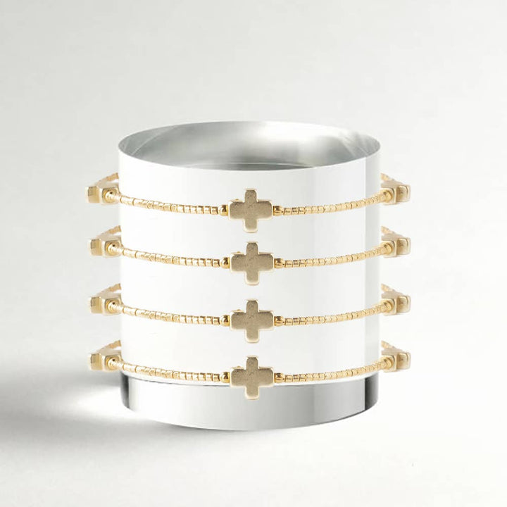Faithful Cross Bangle-Gold