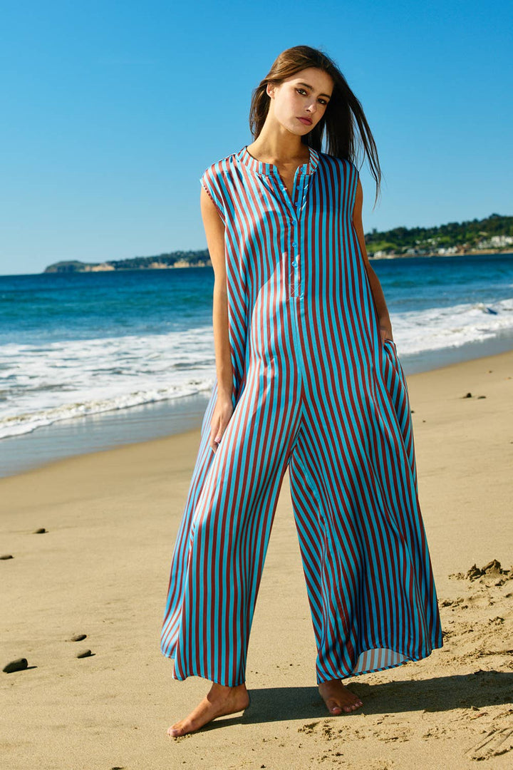 Stripe Soft Satin Jumpsuit