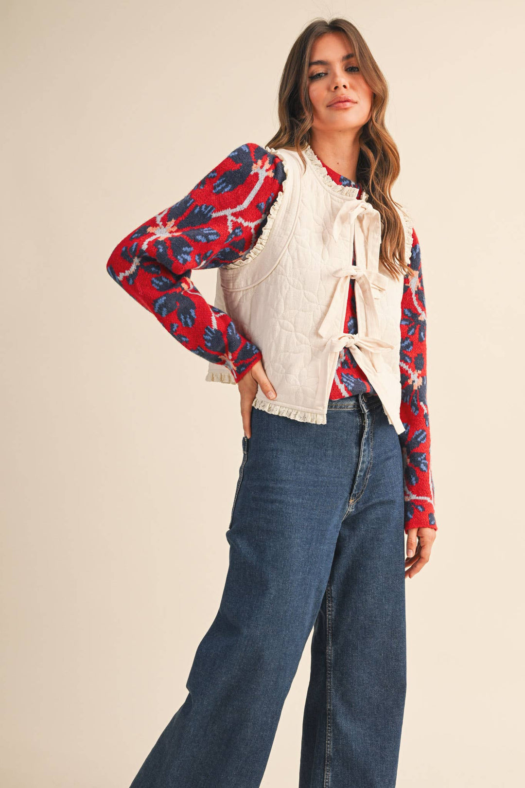 QUILTED BOW VEST