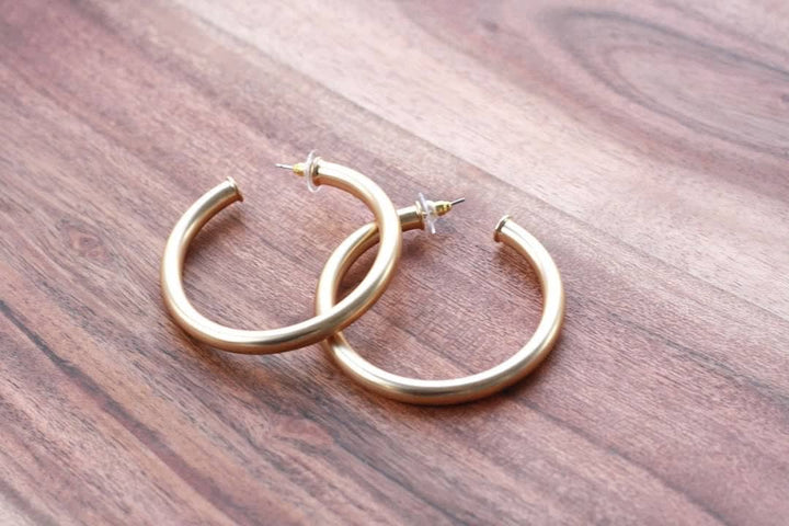 Large Brushed Gold Hoops
