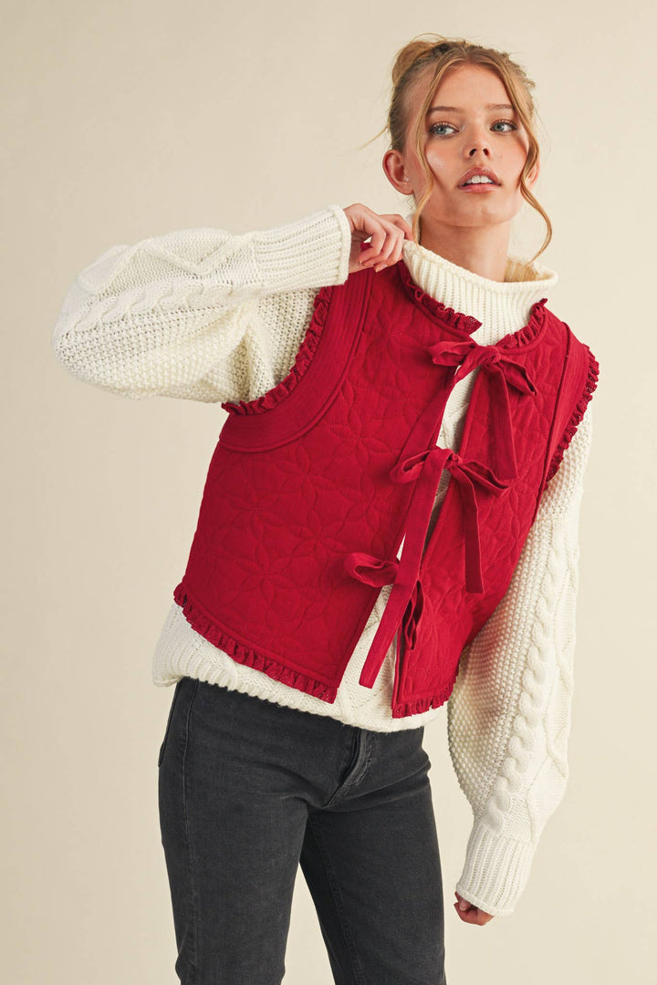 QUILTED BOW VEST