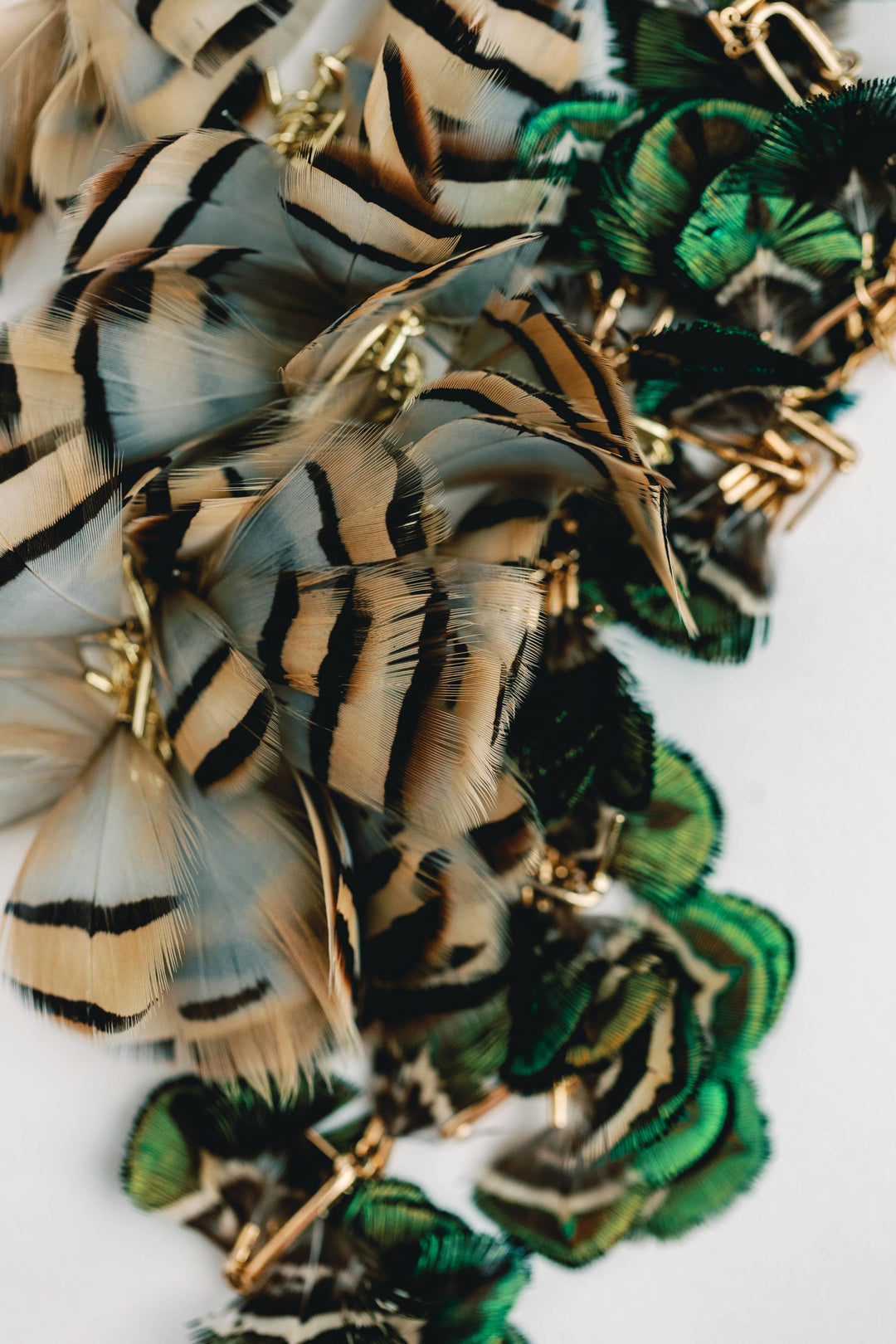 Brown Striped Feather Earrings