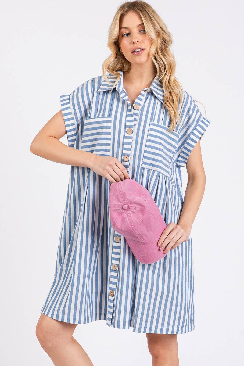 COTTON STRIPED TUNIC DRESS