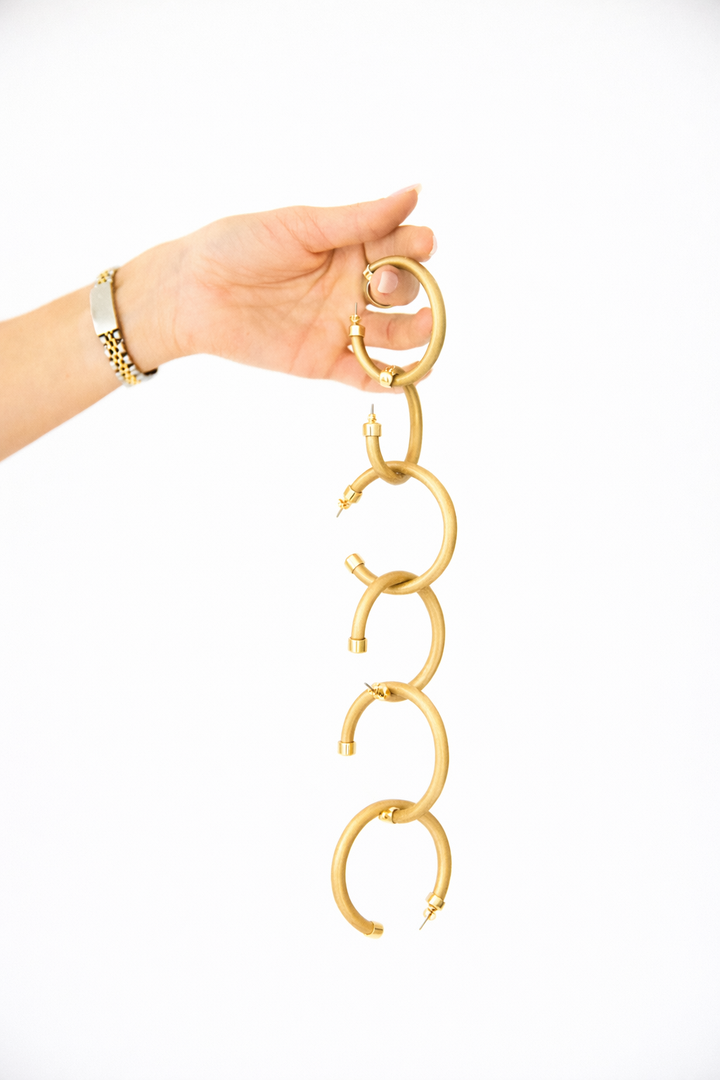 Lightweight Brushed Gold Hoop Earrings | 3 Sizes