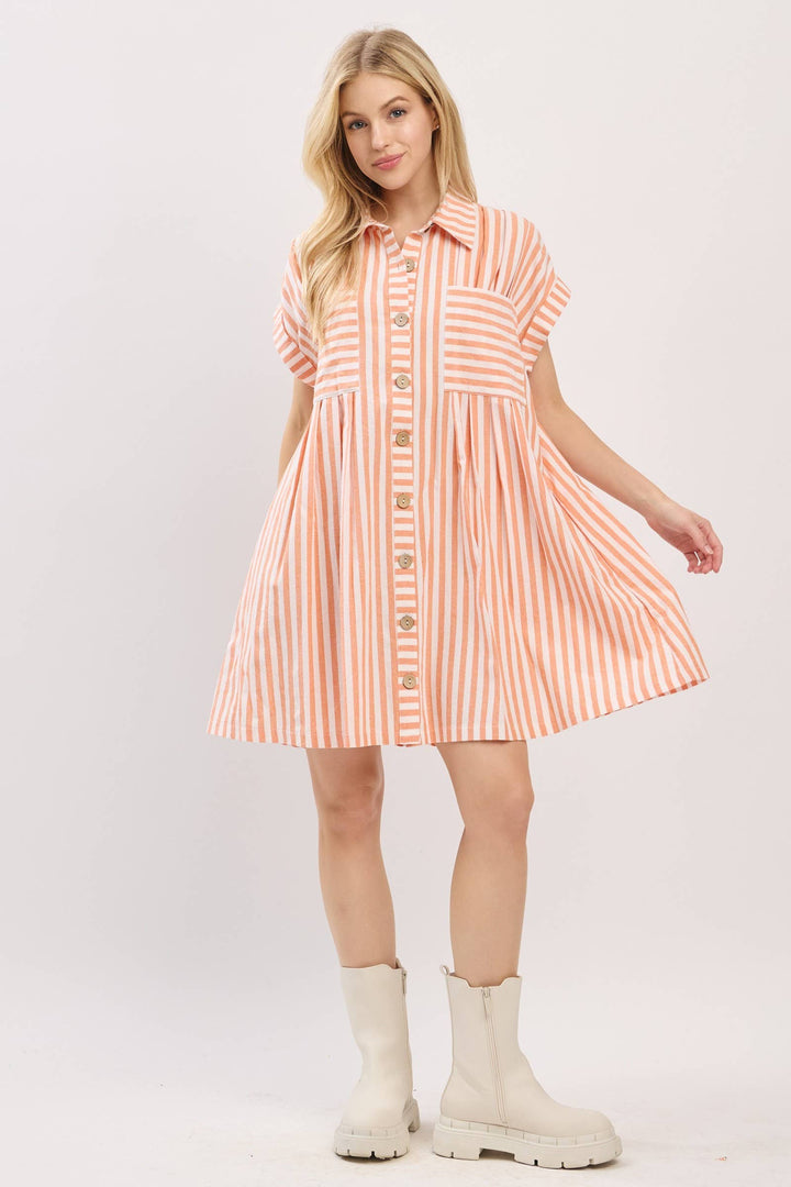 COTTON STRIPED TUNIC DRESS