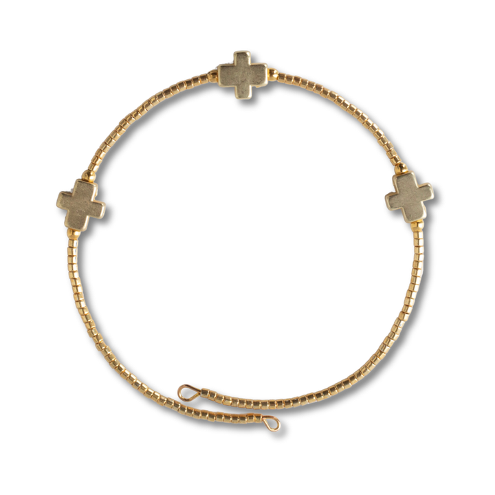 Faithful Cross Bangle-Gold