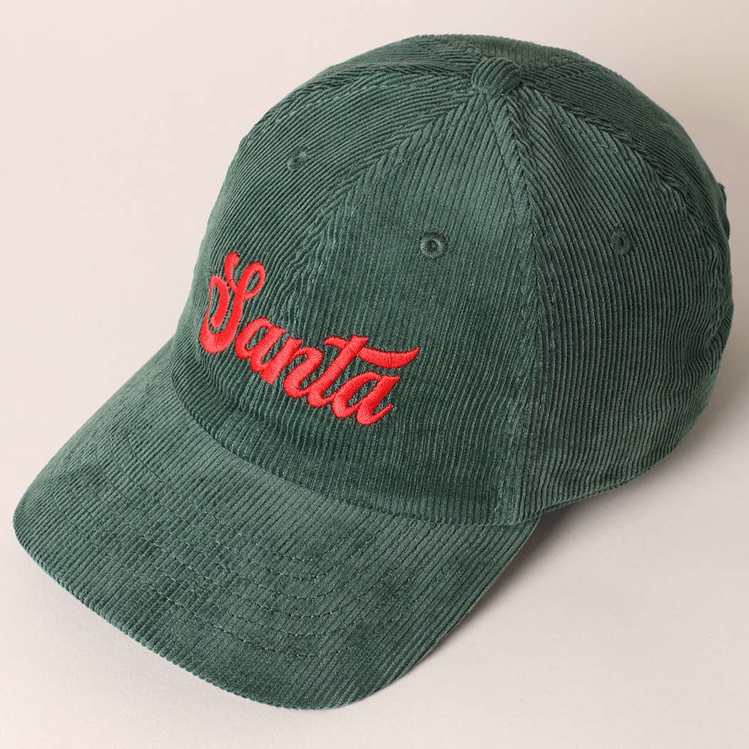 Santa Embroidered Corduroy Cap