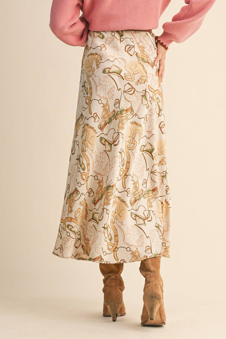 Western Print Slip Skirt
