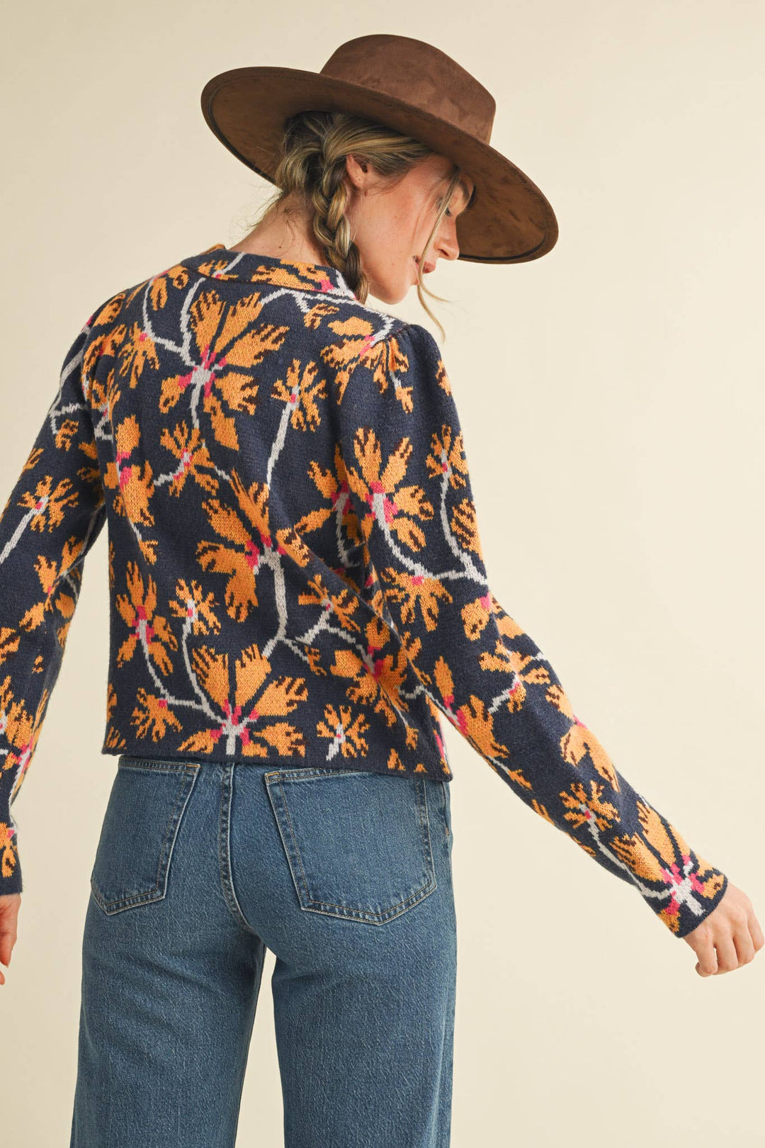 FLORAL MOCK NECK SWEATER