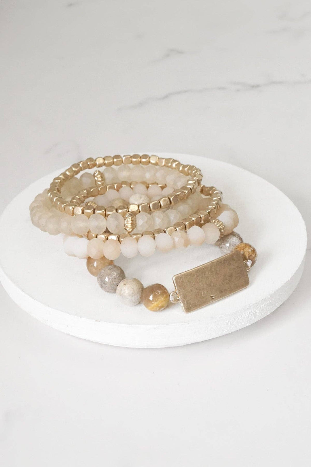 Brown boho Beaded Bracelets Stack