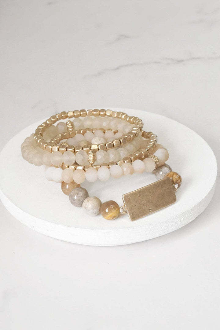 Brown boho Beaded Bracelets Stack