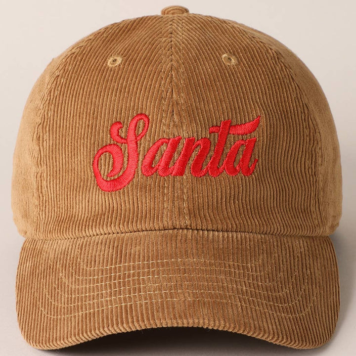 Santa Embroidered Corduroy Cap