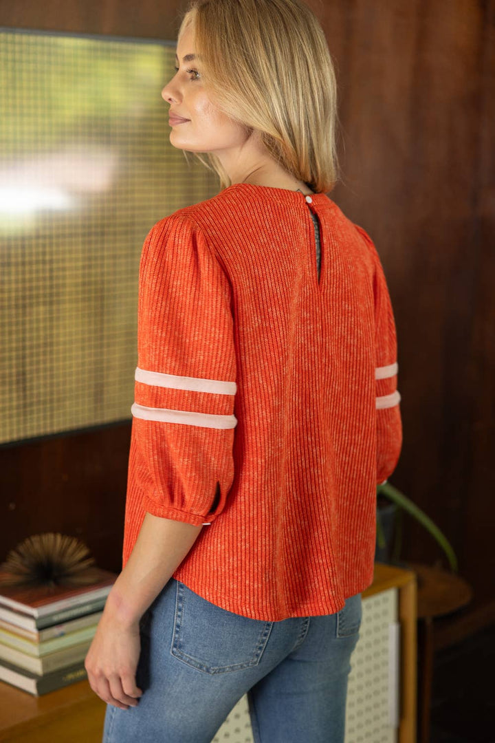 Puff Sleeve Ribbed Top