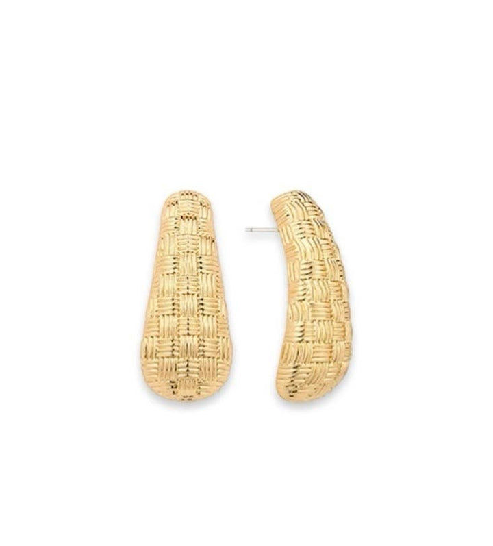 Gold Textured Dome Drop Earrings