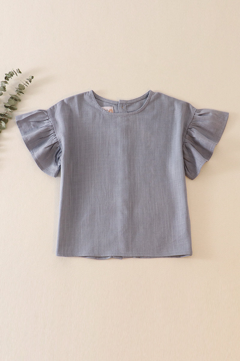 Ruffle Sleeve Linen Top