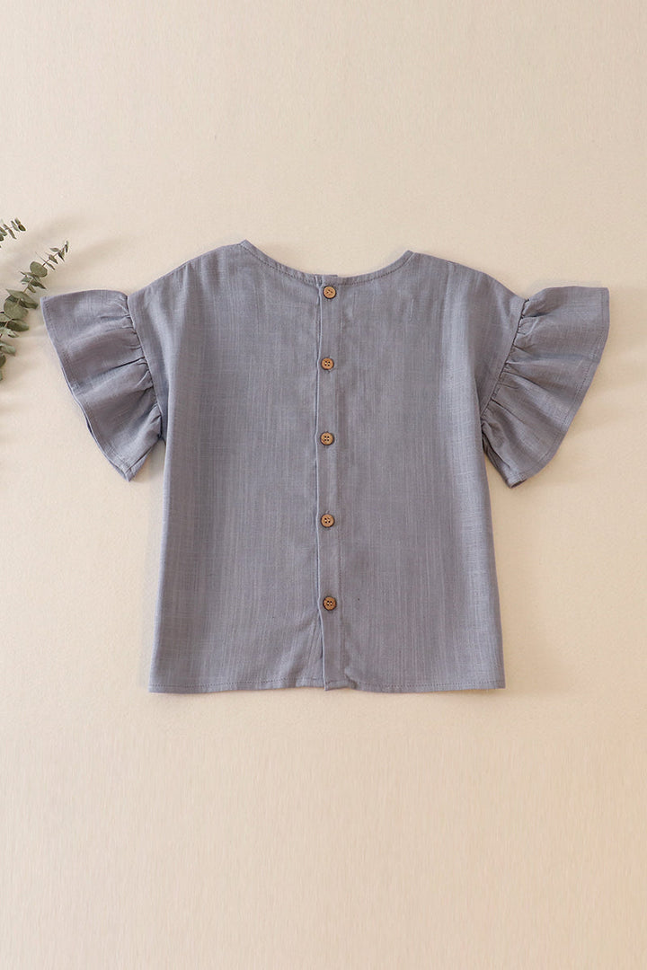 Ruffle Sleeve Linen Top