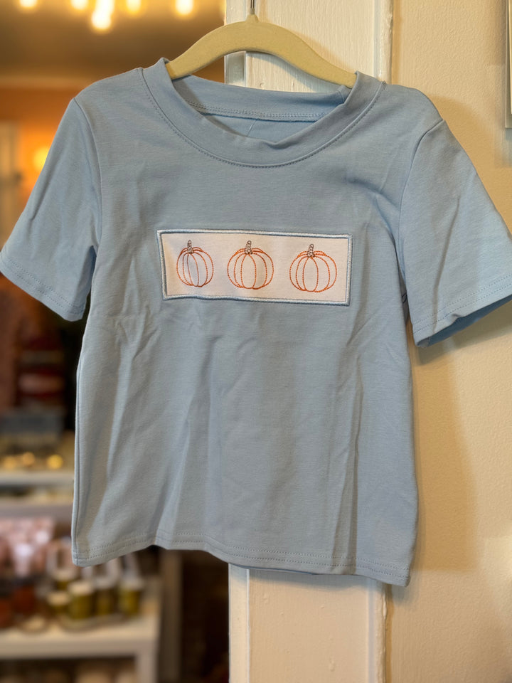 Boys Light Blue Stitched Pumpkin Tee