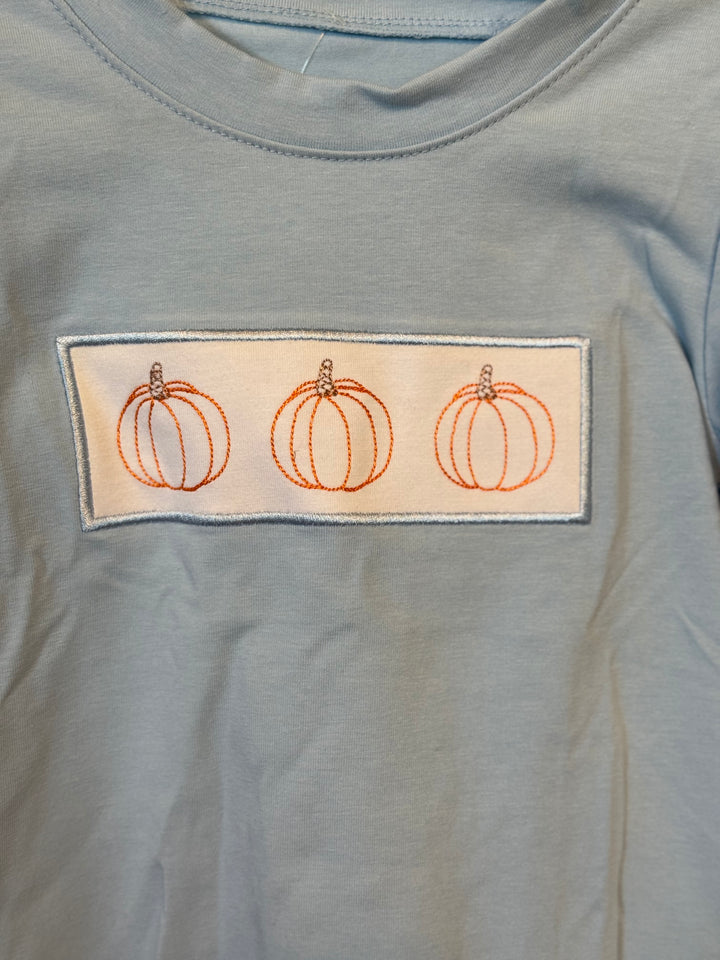 Boys Light Blue Stitched Pumpkin Tee